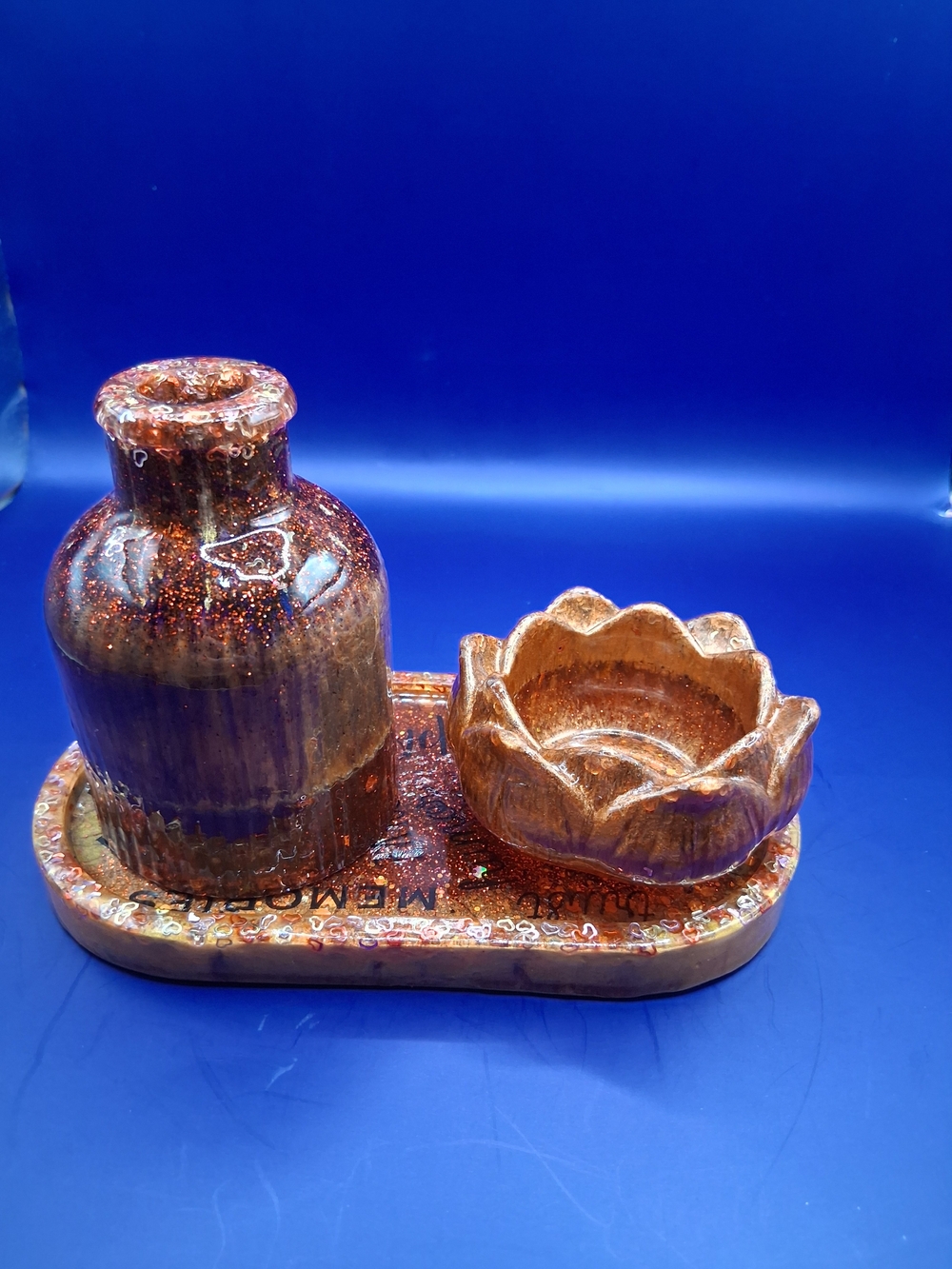 Handcrafted Glazed Vase and Tray Set - Home Art